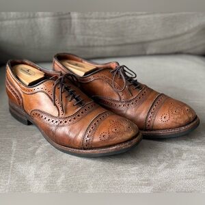 Allen Edmonds Strand Cap Toe Oxford Brogue Walnut 8.5 EEE Dainite Sole